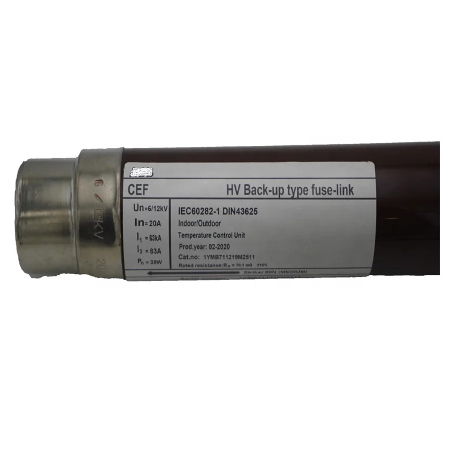 Fusible haute tension résistant aux courts-circuits 7.2 KV 100A cylindrique