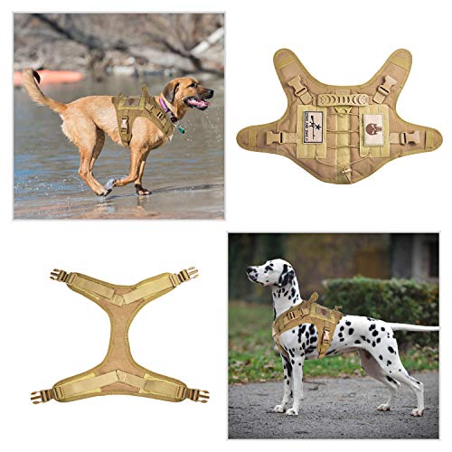 Tactical Dog Vest Harness, Outdoor Training Service Dog Vest Adjustable Military Working Dog Vest With Molle System And Rubber Handle Large (Pack Of 1) Khaki #TOP3
