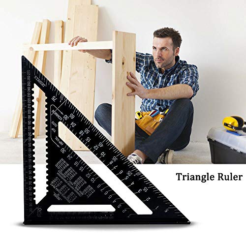 7/12 Inch Triangle Ruler, Aluminum Alloy Square Protractor High Precision Layout Measuring Tool for Engineer Carpenter - Image 2