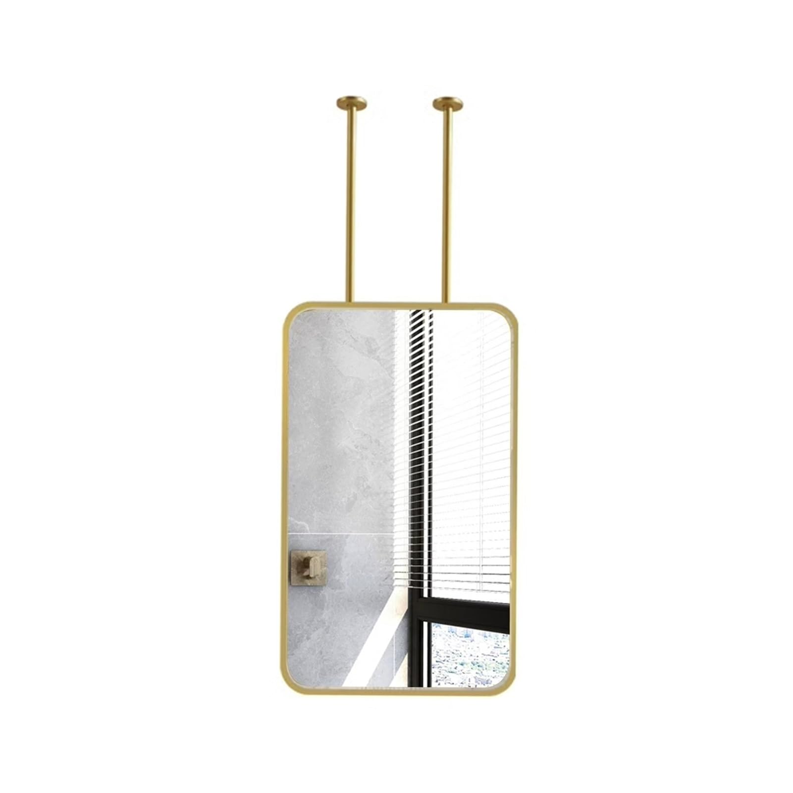 Miroir suspendu plafond en métal doré d'exception 60x90cm