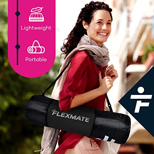 High-Density Yoga Mat For Women & Men With Carry Bag By Flexmate- Anti-Tear, Extra-Thick 20Mm Nbr Workout Mat For Home And Gym- Non-Slip Floor Fitness Mat For Exercise, Yoga, Pilates, Training- Black (Black) #TOP1