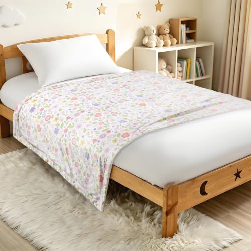 Image of CREVENT Minky Floral Toddler Blanket for Girls - Soft Plush Kids Throw Blanket as Gift for Age 3+ - 40x60 Inches (Daisy)