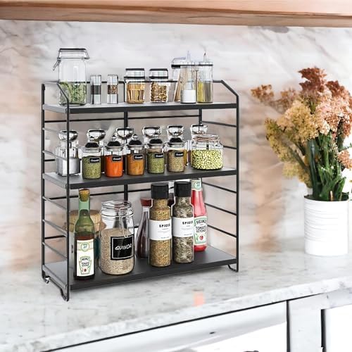 Ayarlanabilir Raflı 40cm Baharatlık, Organizer, Düzenleyizi Tezgahüstü Banyo, Mutfak, Ofis Model-1 Siyah - Görsel 3