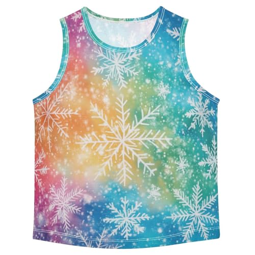 Boys Tank Top Shirts Winter Snowflake Tie Dye Sleeveless T-Shirts Crew Neck for Kids Clothing Children
