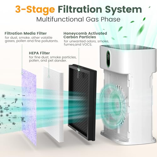HY4866 True HEPA Replacement Filters Compatible with MORENTO HY4866, WESTHEY HY4866, YIOU M1 Air Purifier, 3-in-1 H13 Ture HEPA Air Filter, Multifunction Version, 2-Pack