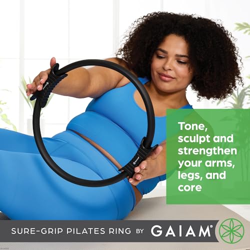 Image of Gaiam Pilates Ring Fitness Circle, Toning Arms, Legs & Core | 15 inch Magic Circle | Foam Padded Handles | Lightweight & Flexible | Home & Studio | Includes Exercise Guide