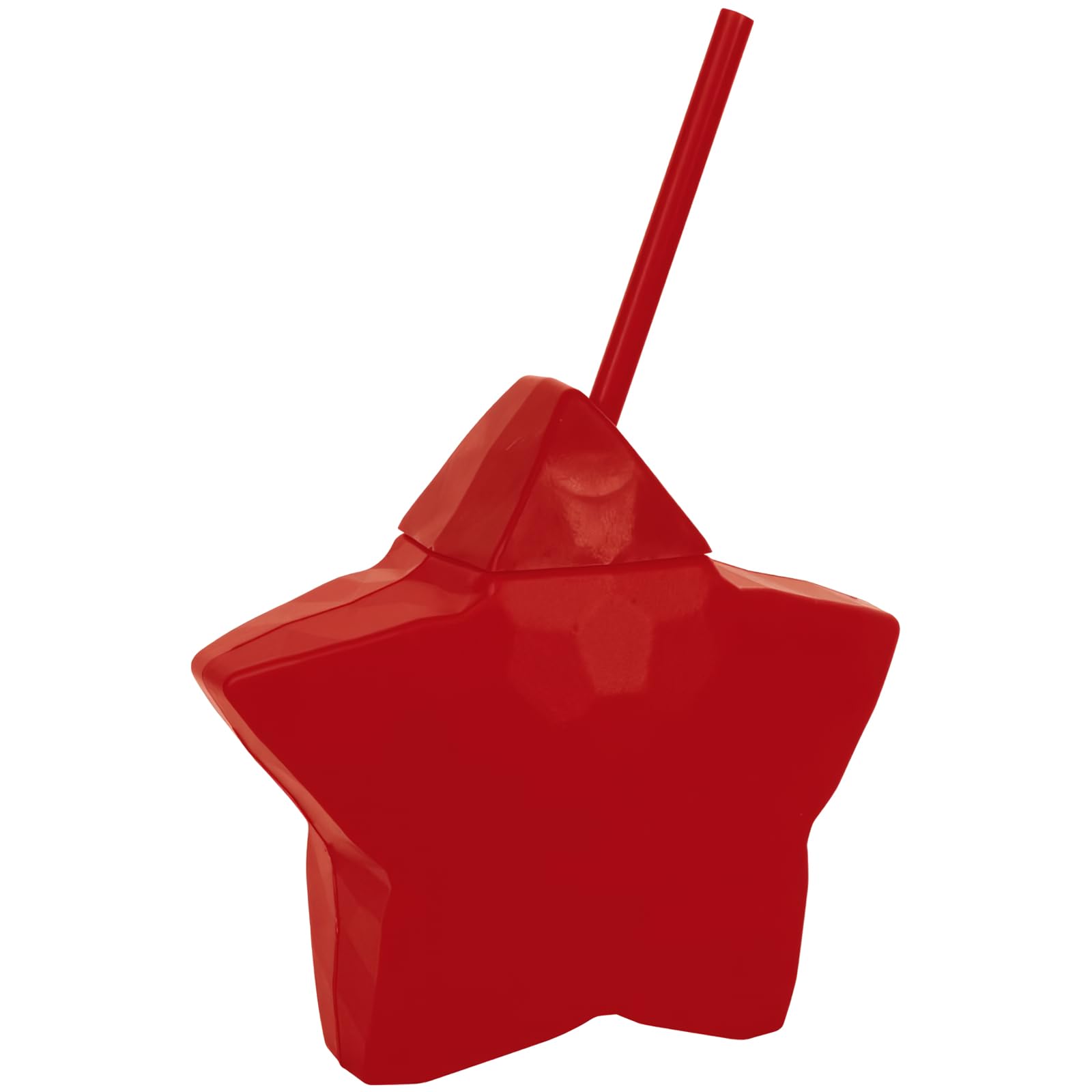Red Star Shaped Plastic Cup with Straw 1 Count - Stylish Reusable Drinkware Ideal for Birthdays Parties Outdoor