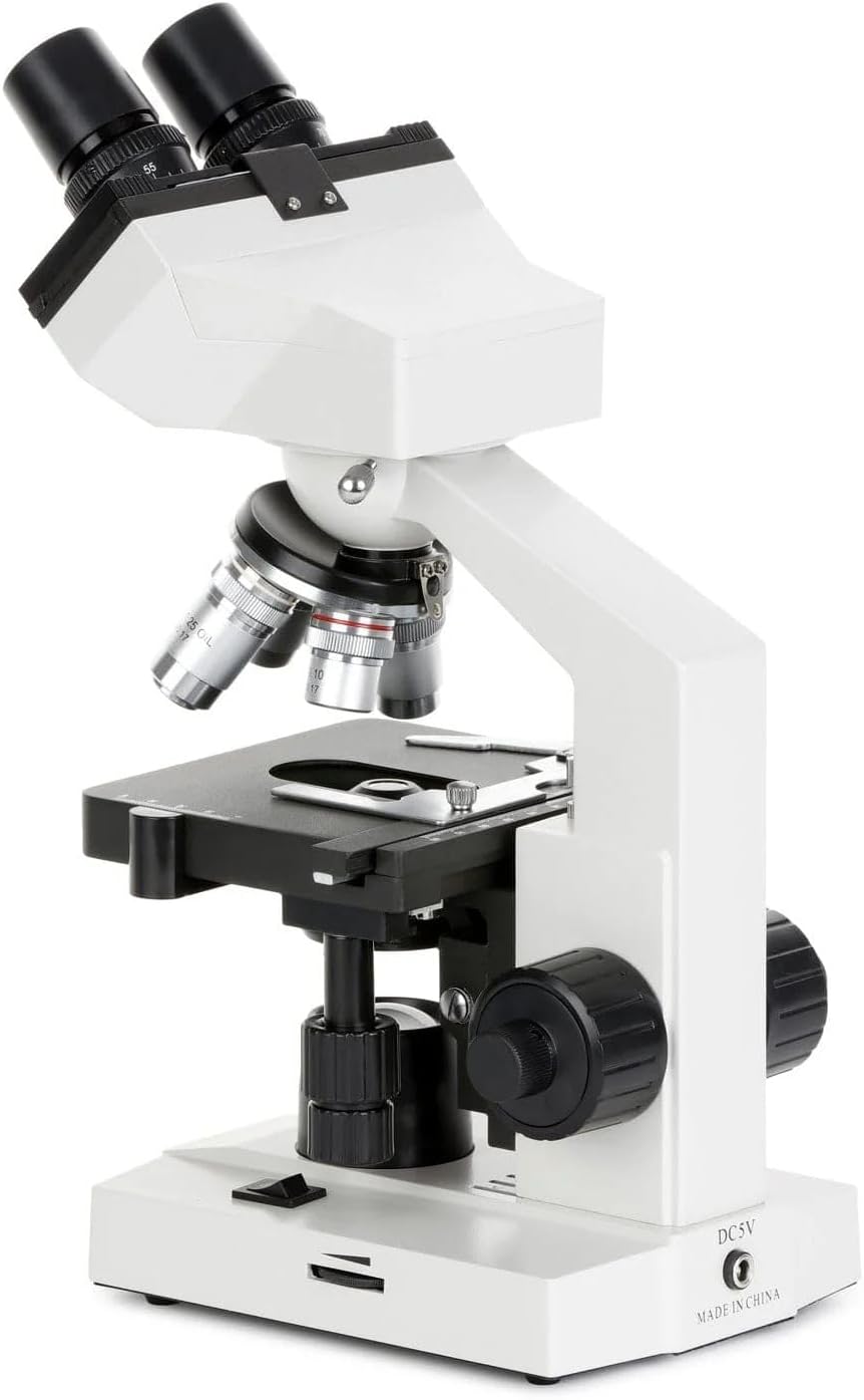 AmScope OMAX 40X-2000X Lab LED Binocular Compound Microscope with Double Layer Mechanical Stage and Coaxial Coarse/Fine Focusing Knob - Image 4