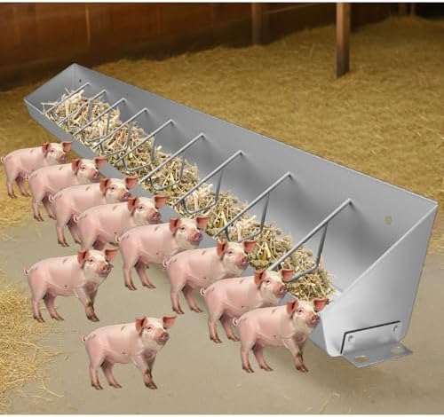2-in-1 Reusable Hog Feeding Trough & Water Trough for Swine Farms, 5/8/10 Place Livestock Feeder, Easy to Clean Food Slots, Durable 39.4" (100cm) Design