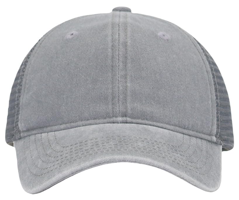 Image of Washed Cotton Trucker Hat, Soft Mesh Baseball Cap with Adjustable Snapback | Unstructured Vintage Distressed Dad Hats, Breathable Lightweight Casual Outdoor Summer Ball Caps for Men Women