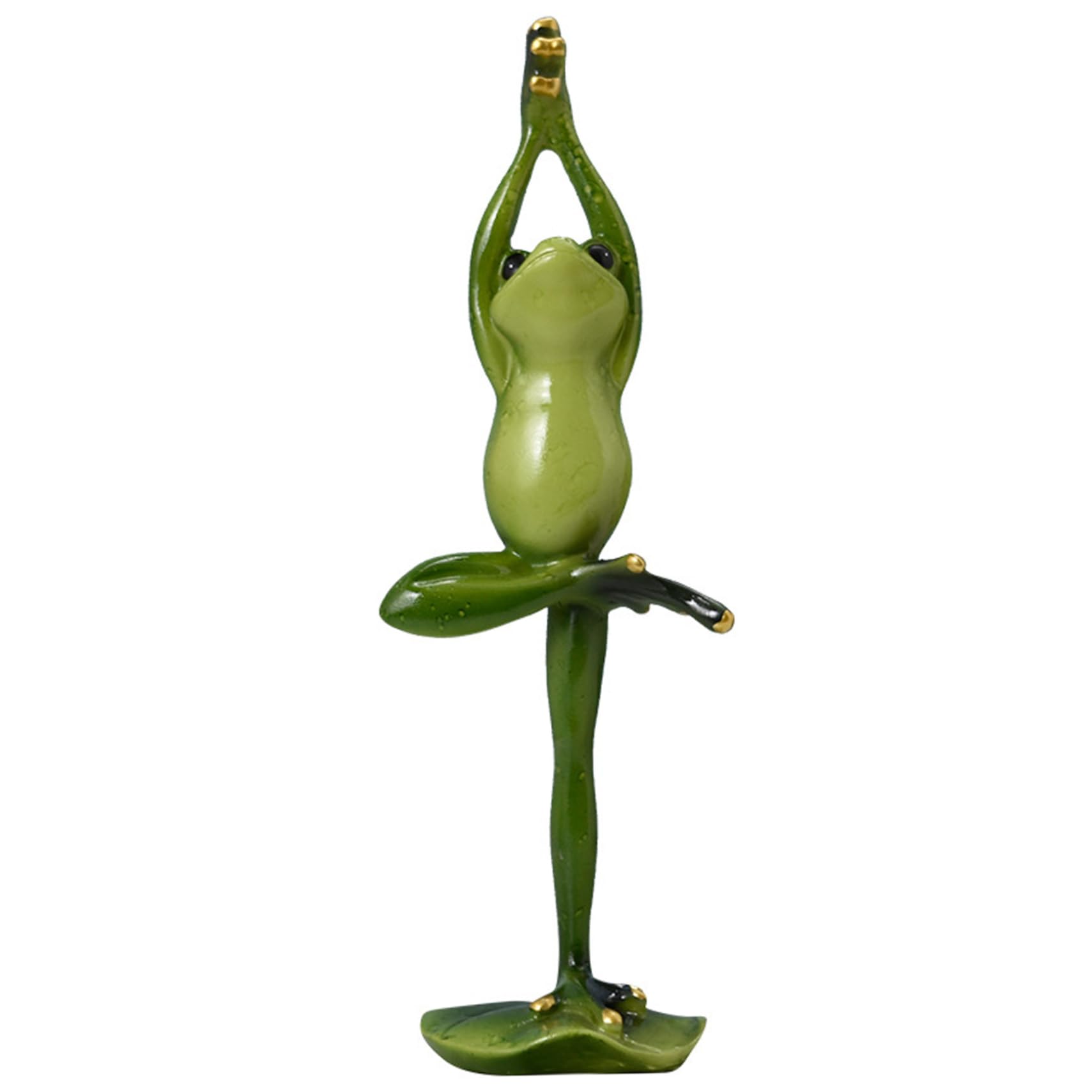 Suxdlan Frog Figurine Cute Vivid Yoga Frog Statue Collectible Decorative Resin Frogs Funny Elegant Figurines for Shelf Tabletop TV Bench, Tree Pose, 2.95x2.56x9.25in