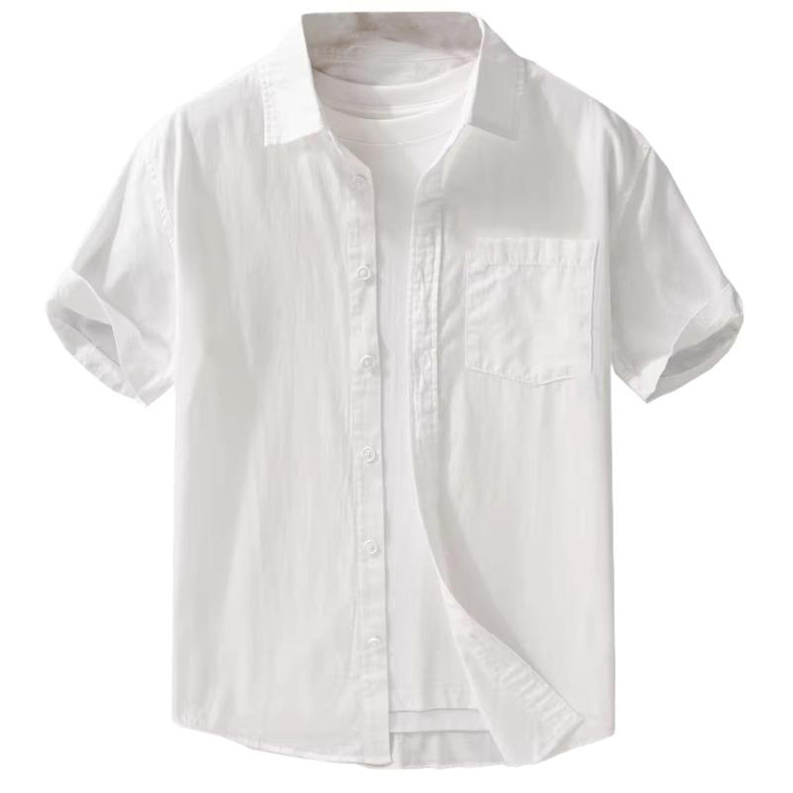 Camicetta Leggera da Uomo a Colletto abbattuto, Top Casual a Maniche Corte per Vacanze al Mare in Estate