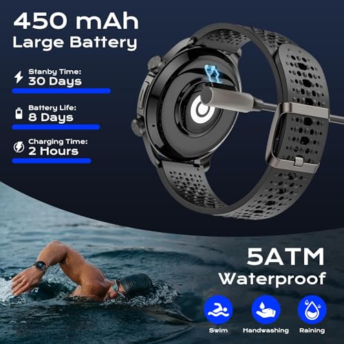 GPS Smart Watches for Men (Answer/Make Call), 1.60" AMOLED Display Smartwatch, 170+ Sports Modes Fitness Tracker Watch with Compass Pedometer, 5ATM Waterproof Mens Smart Watch for Android iPhone - Image 6