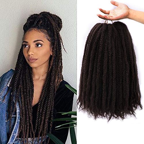 3Packs Marley Hair Crochet Hair Afro Kinky Twist Crochet Hair Marley Twist Crochet Braids 18inch Synthetic Kinky Hair Extension for Women(4#)