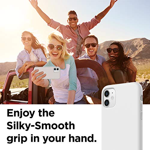 Image of elago Compatible with iPhone 11 Case, Liquid Silicone Case, Full Body Protective Cover, Shockproof, Slim Phone Case, Anti-Scratch Soft Microfiber Lining, 6.1 inch (White)