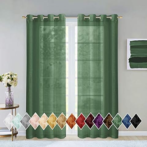 Dainty Home Malibu Linen Look Sheer Grommet Window Panel, 110 by 84-Inch, Sage Cover