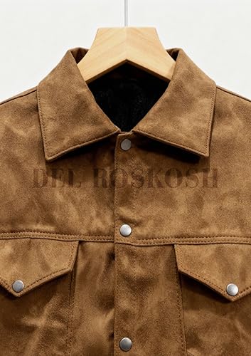 Image of Men's Suede Faux Leather Casual Standard Length Jacket Brown