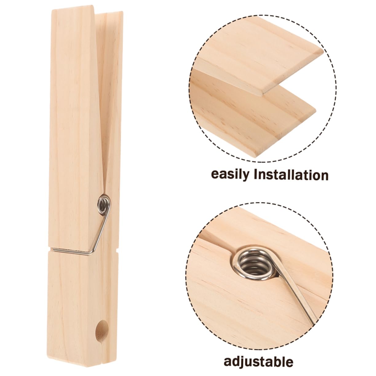 IMIKEYA 2 Pezzi Mollette Giganti in Legno Beige per Asciugamani e Vestiti, Clip Robuste e Sicure per Bagno e Lavanderia, Design Rustico Semplice e Pratico