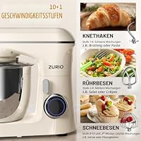 Küchenmaschine Rührmaschine 1300W Zurio 5.5L Knetmaschine Rührmaschine 10 Gang Roboter Knetmaschine mit Leiser Gärfunktion Impastatrice Planetaria – Ansicht 2