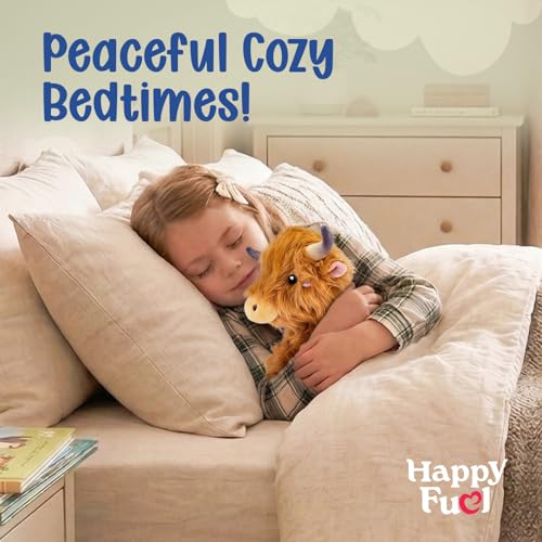 Image of Happy Fuel Highland Cow Microwavable & Weighted Stuffed Animals - 1.5 Lbs Unscented Heating Pad for Period Cramps Pain Relief and Anxiety, Cute Cow Plush Toys Gifts for Women Girls Adults and Kids