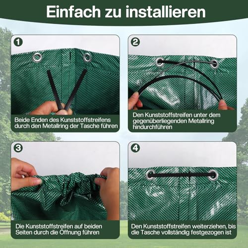 Zanfqvo Gartenabfallsack Stabil 3 x 272L - Gartensack Laubsack mit Griffen - Grünschnittsäcke Faltbar robust aus Polypropylen-Gewebe 150GSM - Rasenschnitt für Gartenabfälle Grünschnitt Laubabfall