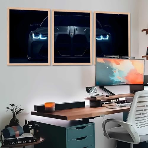 Image of TASVEE Car wall posters | set of 3 wall frames | posters for wall | Wall Decoration for Bedroom, Living Room & Office | Best Gift for Boys & Car Lovers | bmw m4 | bmw m4 set of 3 frames