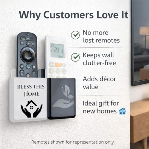Image of Rainbow Dots Dual Color Remote Holder for Wall, Universal Fit for AC TV & Streaming Remotes, No-Drill 3M Mount, Durable ABS, Black & White