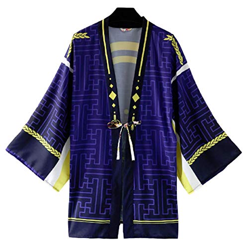 GK-O Touken Ranbu Mikazuki Munechika Cosplay Kimono Yukata Outerwear Chiffon Coat Costume (Large) Blue