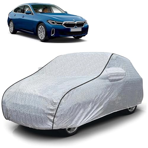 Image of Sulfar 100% Waterproof Car Body Cover Compatible with Mirror for BMW 6GT (Triple Stitched, Full Bottom Elastic, Magic Silver with Black Piping)