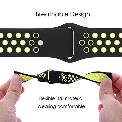 Image of AEETZ 22mm Width Soft Silicon Sports Band Strap Compatible with Samsung Galaxy S3 Frontier, Classic /Galaxy Watch 46mm /Huawei Watch GT2(46mm) /Honor Magic Watch 2(46mm) /Huawei GT2e - Black Green