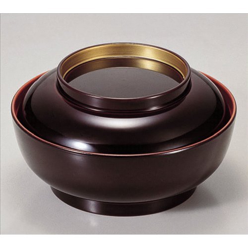 Amazon.co.jp: お椀 5寸平煮物椀溜内朱つば金 洗浄機可 [16.3φ x 9.2cm