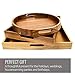 Virginia Boys Kitchens Round Serving Tray – 16.5 Inch Walnut Wood Platter with Handles - Perfect for Serving or Centerpiece Display on Ottoman and Coffee Table