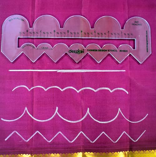 Image of Prabhas Designs Scallop Scale Combos, Design Tool for Scallop, Zig-Zag, Straight, Circles, Flower, Triangle Patterns (Yellow 5in1, 4in1, 6in1 scallop)