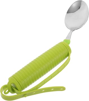 Adaptive Spoon for Elderly Feeding Stainless Steel Silicone Handle