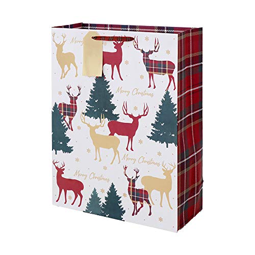 クレールフォンテーヌ クリスマスペーパーバッグ Stag tartan XL cfX-27348-1W