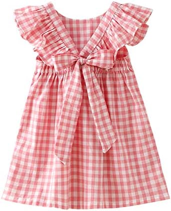 Zanie Kids Easter Dresses for Girls Toddler Dress Cute Baby Girl Summer Playwear Family Photo Outfits Plaid Pink 6-7 Years