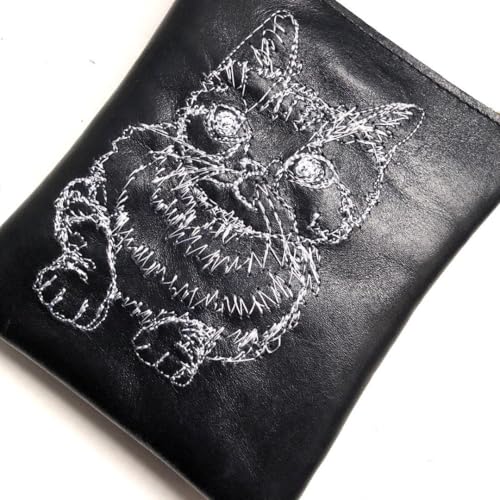ポーチ ネコ ねこ 猫ちゃん 刺繍 本革 コインケース カードケース 小物