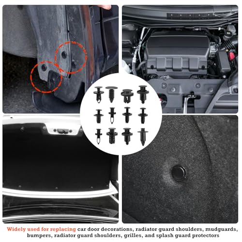 Image of Car Retainer Clips & Fasteners Kit - 32 Universal Sizes Nylon Bumper, Fender Rivets, Door Panel Clips, and Plastic Rivets with 10 Cable Ties and Removal Tool for Toyota, Ford (1240pcs)