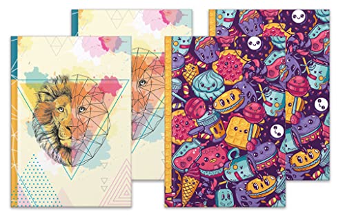 RNKVERLAG Fresh Colours 46811 Notebook DIN A4 Pack of 4 Blank with 96 Sheets 70 g/m² Each, multicoloured
