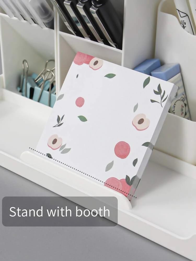 NESTIC Stackable Office Pen Organizer for small Desk Large-Capacity Cute Stationery Art Supplies and Marker Storage Organizer crayon Caddy Box for Office/School/Home(White-1Pcs) 3
