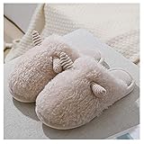 Damen-Hausschuhe, Winter-Baumwoll-Hausschuhe, weiblich, Zuhause, Innenwärme, niedliche Boden-Hausschuhe, Haushalt, Herbst- und Winter-Hausschuhe, Slip-On-Hausschuhe (Farbe: C, Größe: 38–39) (D 36 EU)