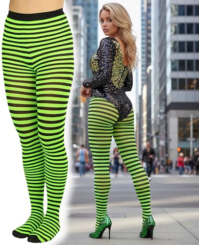 Image of ToBeInStyle Women's Thin Horizontal Stripe Opaque Tights Pantyhose - Regular or Plus