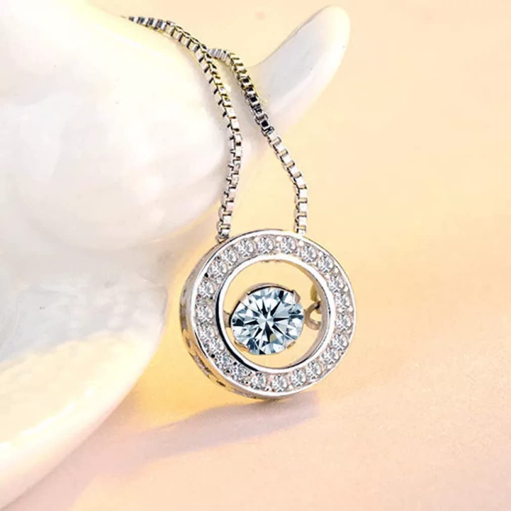 Obrotowy naszyjnik 925 Sterling Silver Choker okrągły wisiorek z cyrkonią naszyjnik damska biżuteria na prezent