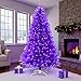 YULETIME 6.5 Feet Pre-Lit Purple Christmas Tree, Artificial Holiday Decorative Tree with UL Listed 300 Purple LED Christmas Lights with Matching Color Wire