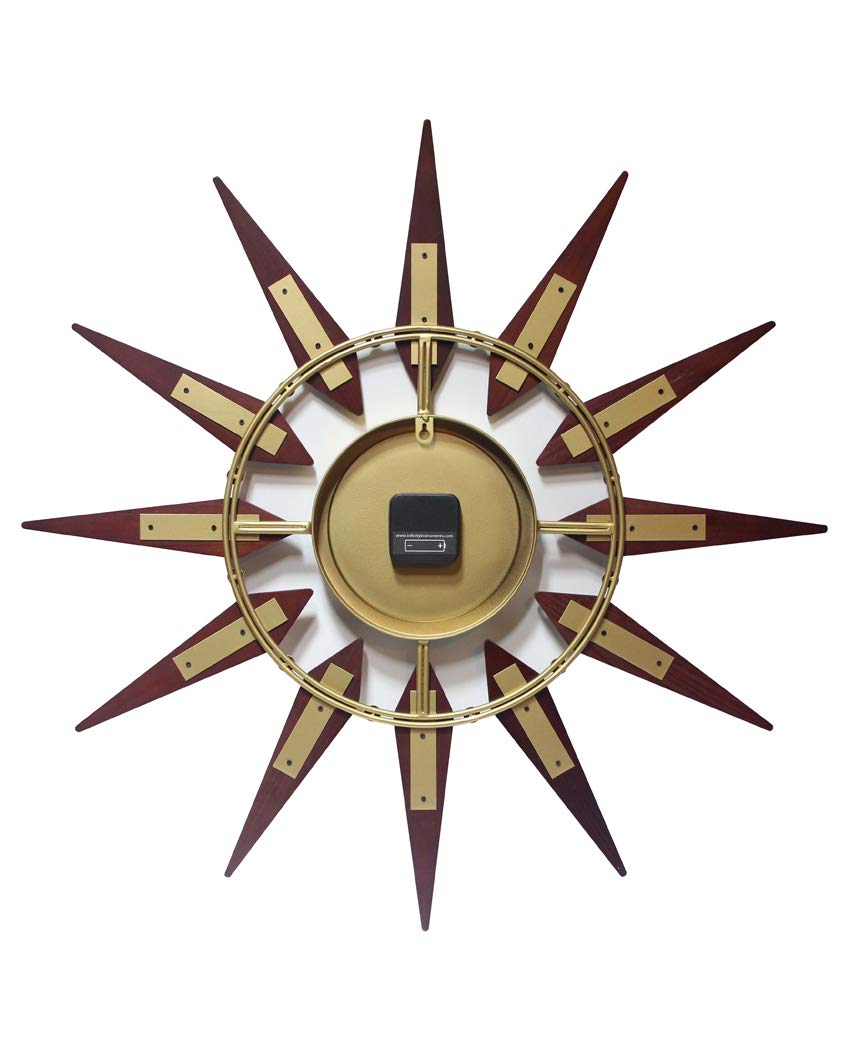 Infinity Instruments Orion Starburst Wall Clock Mid Century Modern 30 inch Large Mid Century Modern Clock Mid Mod Decor Living Room Dining Room Bedroom Retro Quartz Movement