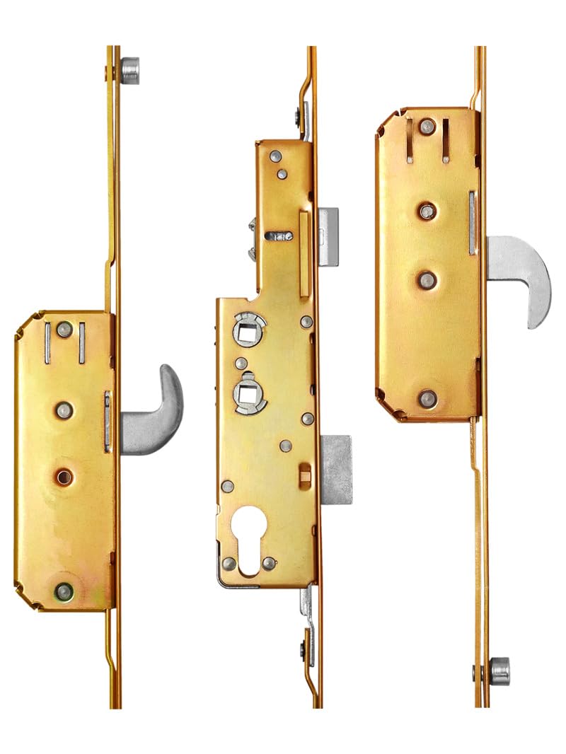 Avocet WMS Upvc Door Lock 2 Hooks 2 Rollers 35mm Backset Yellow Brassy