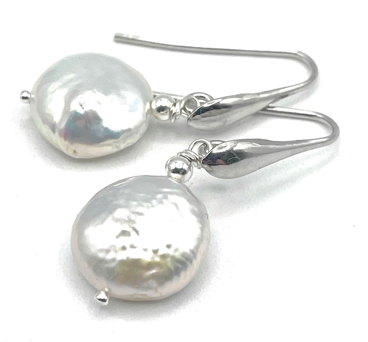 Boucles d'oreilles perles blanches baroques en argent 925 minimalistes - 6