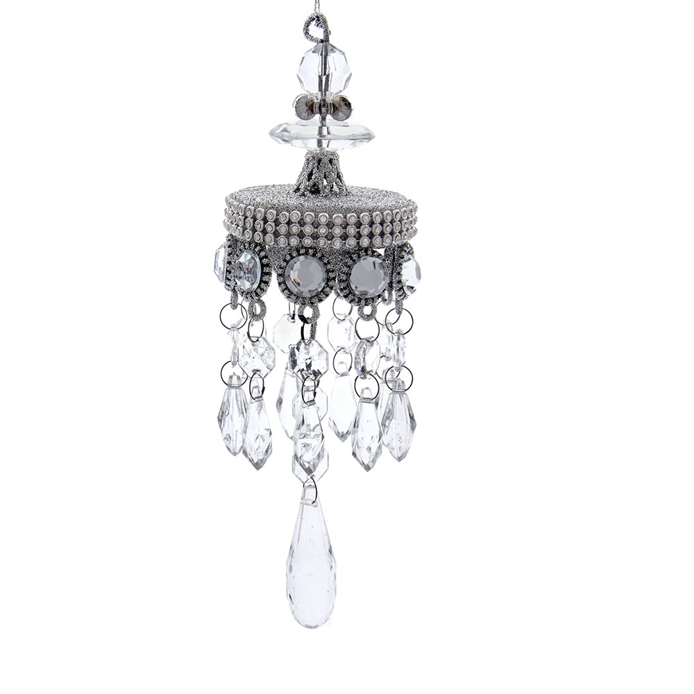 Lustre argenté en métal et acrylique transparent Kurt Adler 17,8 cm