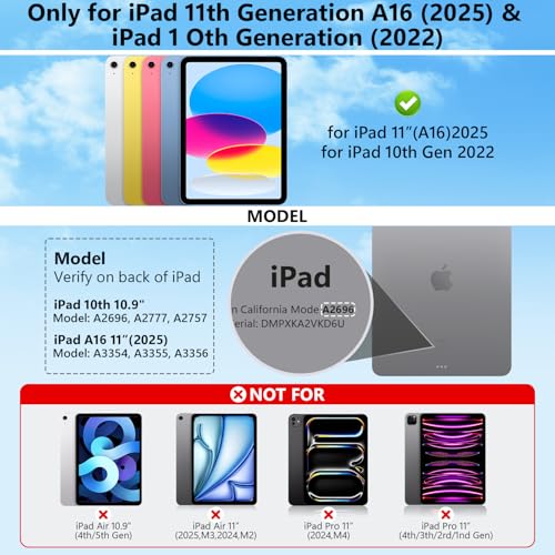 Image of Keyboard Case for iPad 11th (A16) & 10th Generation，Ultra-Light Keyboard with Multi-Touch Trackpad - Backlit Keys,Adjustable Stand Case for iPad 11 inch 2025&10th Gen 10.9 inch