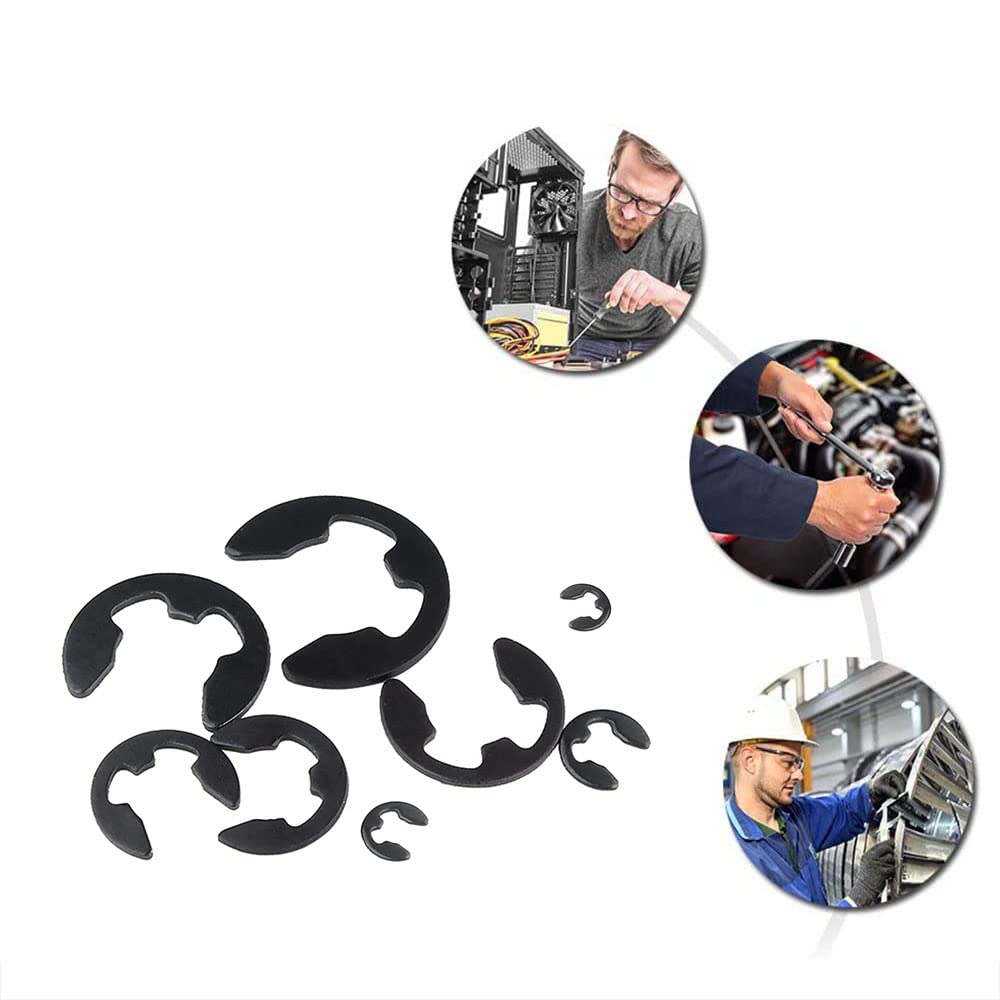 500 Anelli Di Sicurezza E-Clip - 14 Dimensioni M1.5-M15, Acciaio Manganese Nero - Foto 6